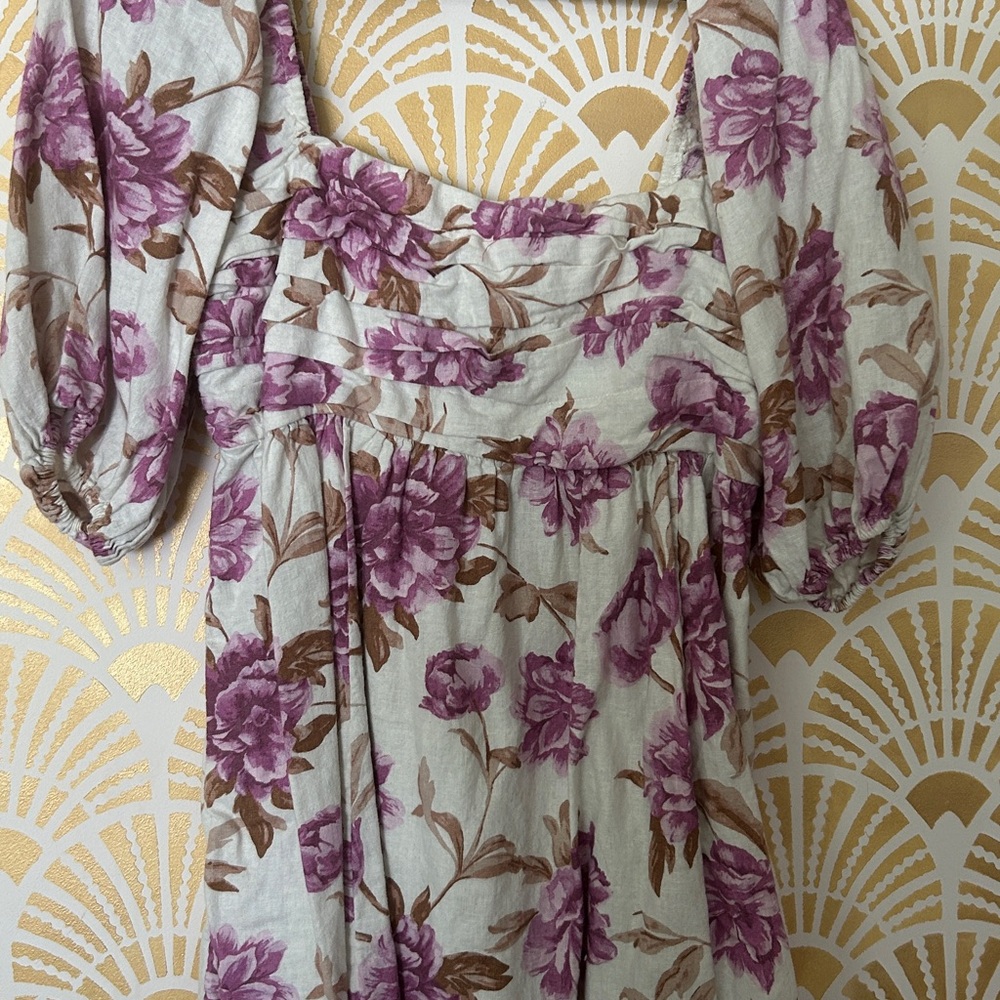 Abercrombie & Fitch Floral Dress with Purple and Brown Accents